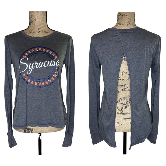 Syracuse University Shirt Womens Sz M Split Open Back Thumb Holes Athleisure - Picture 1 of 11